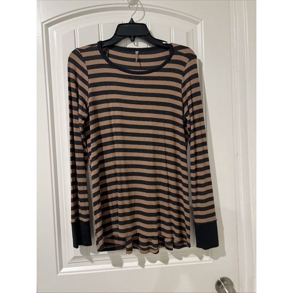 Capote Stripped Black/Brown Crewneck Sweatshirt Women’s Size Medium
